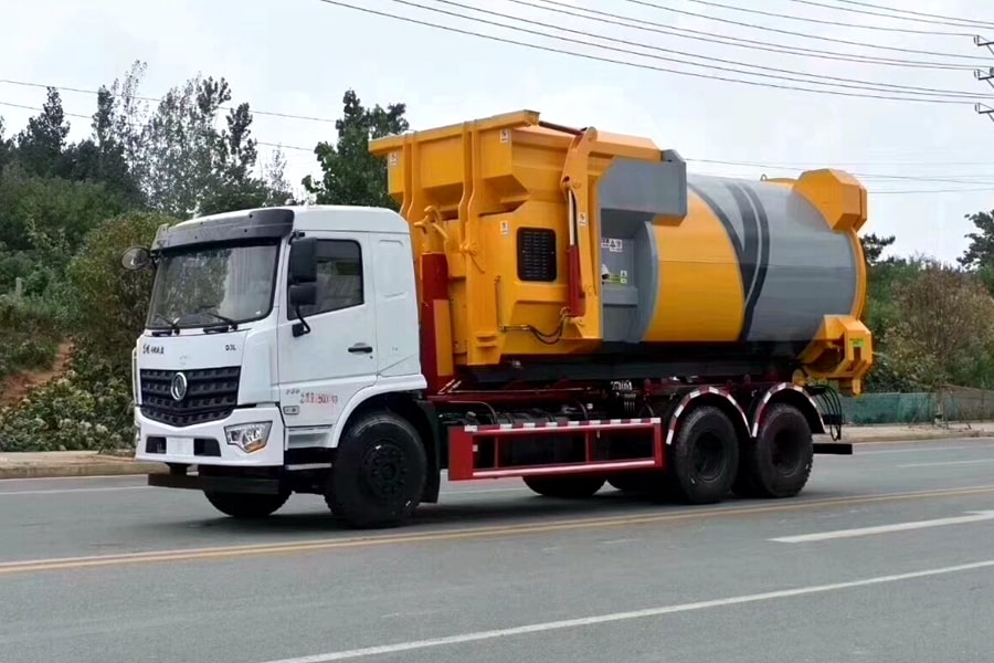 東風(fēng)天龍大型鉤臂式垃圾車(chē)（車(chē)廂可卸）